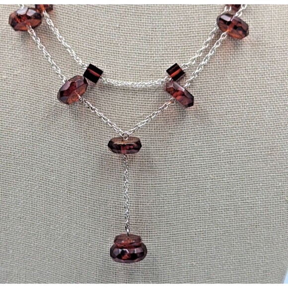 Sterling Silver 925 Baltic Amber Faceted Beads Stations Two Necklaces - Picture 6 of 16